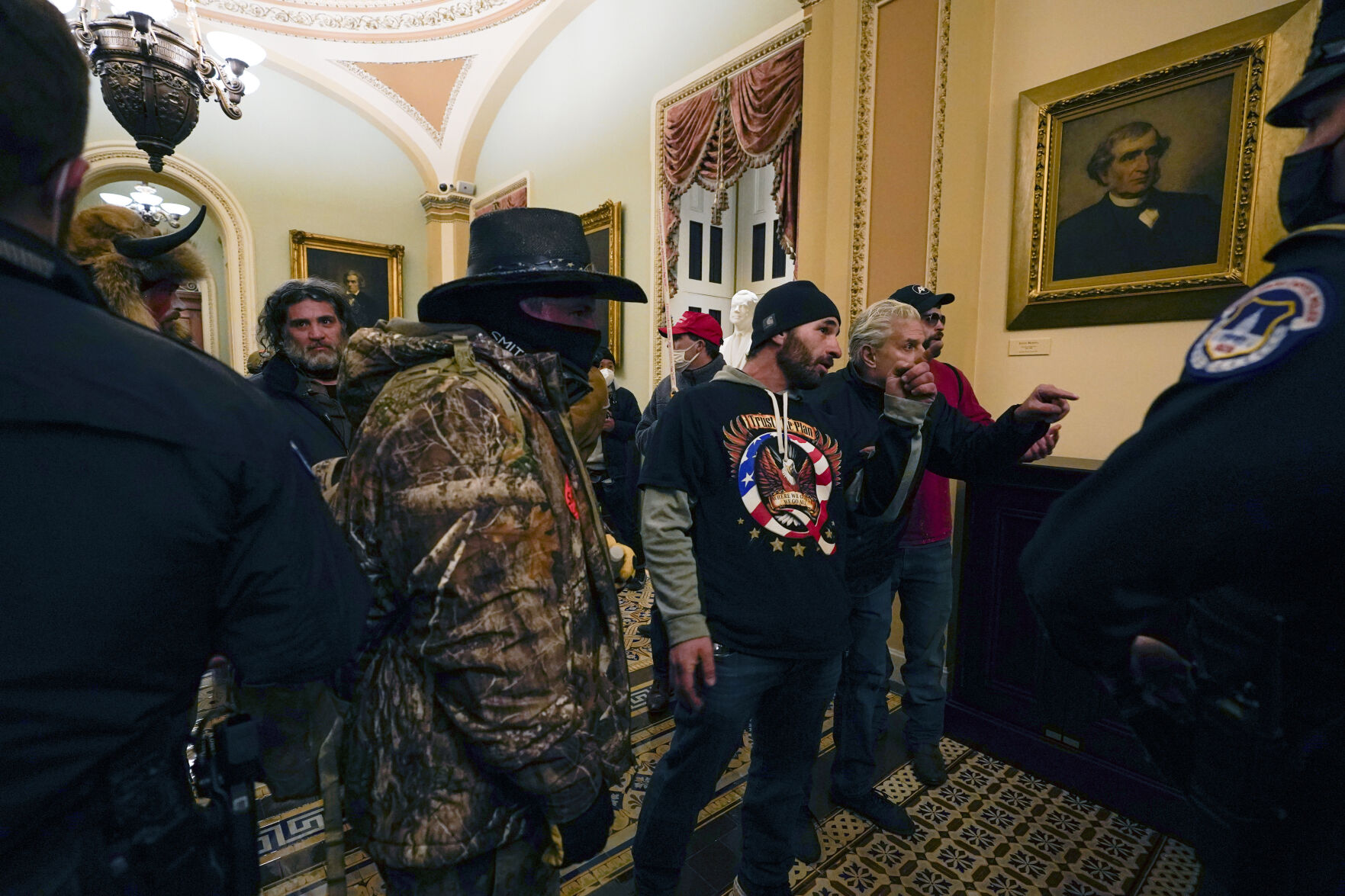 protesters walk